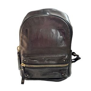 L.A.M.B. Black Leather Logo Backpack
